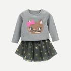 Shein Toddler Girls Contrast Sequin Blouse With Mesh Skirt