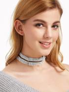 Shein Blue Eyelash Fringe Tie-up Choker