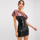 Shein Two Tone Flounce One Shoulder Dress