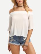 Shein Off-the-shoulder Pleated Chiffon Blouse