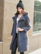 Shein Grey Casual Lapel Faux Fur Coat