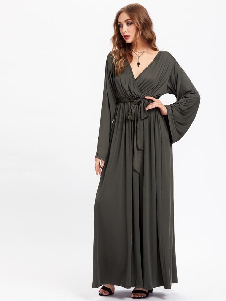 Shein Plunging Self Tie Kaftan Dress