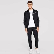 Shein Men Letter Detail Contrast Sideseam Jacket & Pants Set