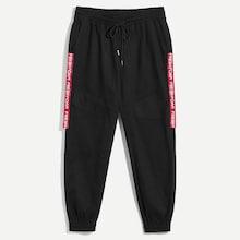 Shein Men Elastic Waist Letter Tape Pants