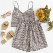 Shein Checked Cami Top With Shorts