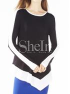 Shein Black Color Block Asymmetric T-shirt