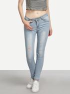 Shein Blue Ripped Skinny Jeans