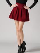 Shein Red High Waist Woolen Skirt