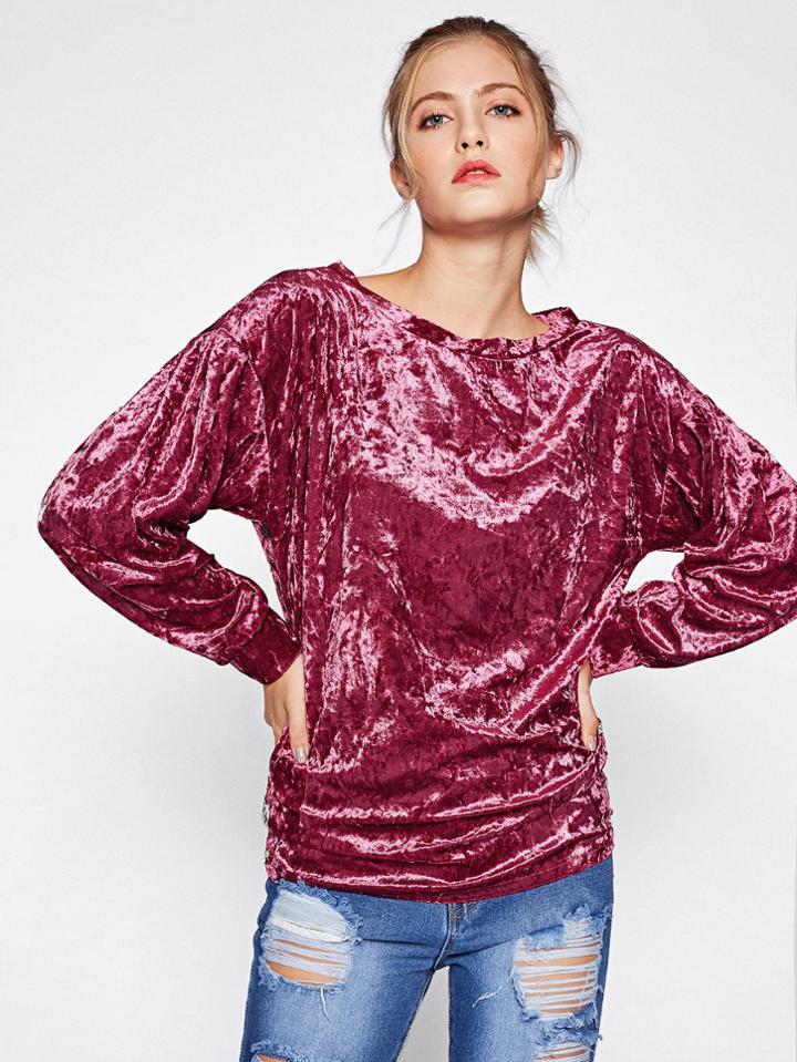 Shein Crushed Velvet Drop Shoulder Sweatshirt