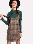 Shein Tartan Plaid Buckle Detail Overall Dress