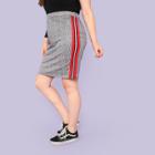 Shein Plus Contrast Tape Side Plaid Skirt