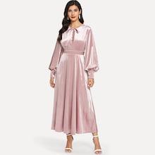 Shein Tie Neck Bishop Sleeve Silky Dress