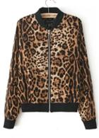 Rosewe Hot Sale Round Neck Long Sleeve Leopard Coat