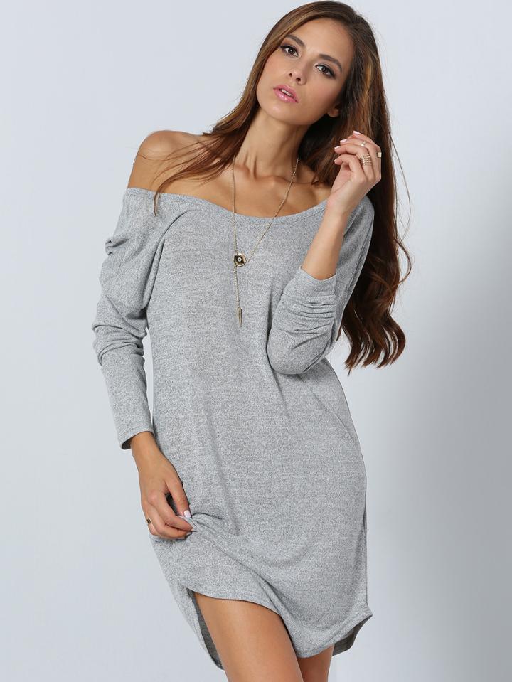 Shein Long Sleeve V Back Dress