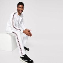 Shein Men Zip Front Striped Coat & Pants Set