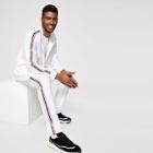 Shein Men Zip Front Striped Coat & Pants Set