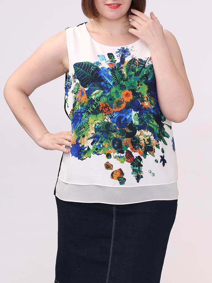 Shein Plus Size Contrast Abstract Print Tank Top