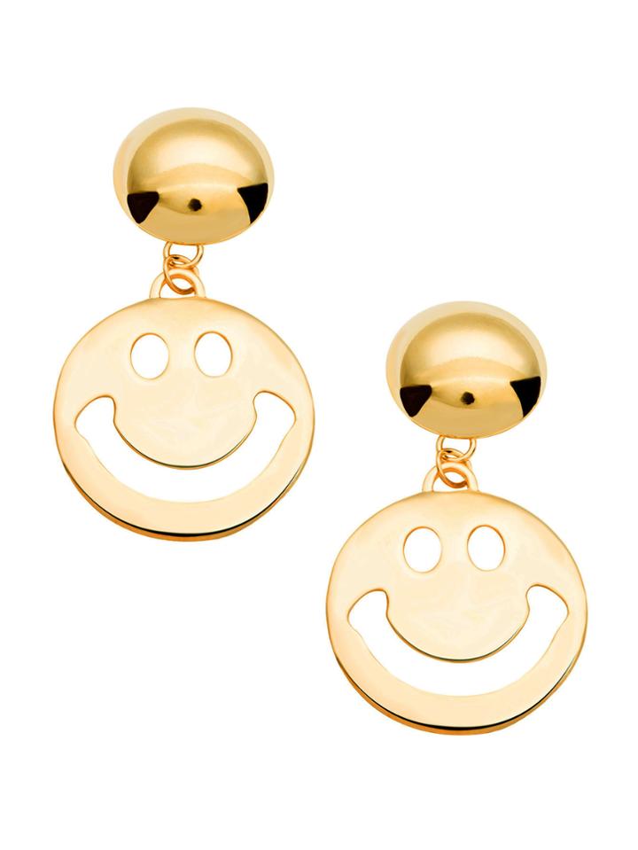 Shein Gold Plated Smiley Face Hollow Out Drop Earrings
