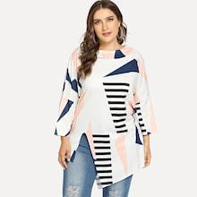 Shein Plus Geo Print Asymmetrical Hem Sweatshirt