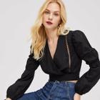 Shein Wrap V-neck Solid Top