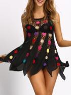 Shein Chiffon Insert White Crochet Cover Up Top