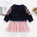 Shein Toddler Girls Embroidered Contrast Mesh Sweat Dress