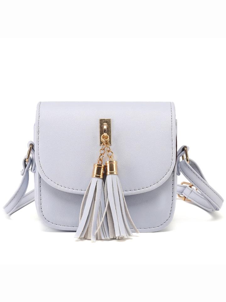 Shein Grey Tassel Embellished Flap Bag