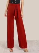 Shein High Rise Front Tie Pants Brick