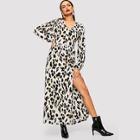 Shein Single Breasted Leopard Print Dress