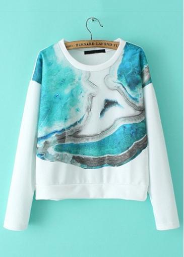 Rosewe Chic Long Sleeve Round Neck Printed Sweats For Woman