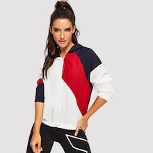 Shein Color-block Zipper Up Hoodie Jacket