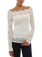 Shein White Lace Embroidered Off The Shoulder Blouse