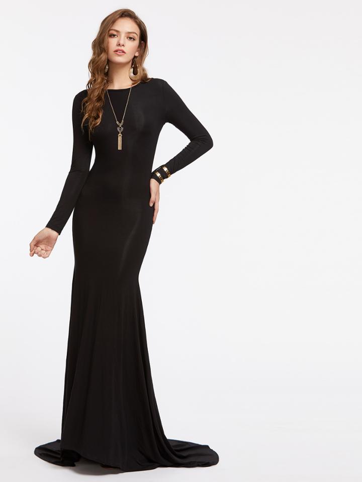 Shein Open Back Form Fitting Fishtail Dress