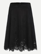 Shein Black Suede Laser Cutout Midi Skirt