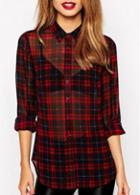 Rosewe Causal Plaid Design Button Closure Long Sleeve Shirt