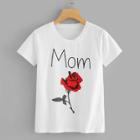 Shein Letter And Rose Print Tee