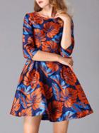 Shein Multicolor Flwoers Print A-line Dress