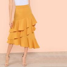 Shein Layered Ruffle Hem Asymmetrical Skirt