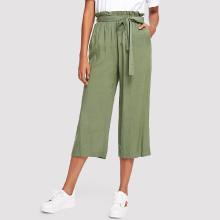 Shein Belted Frilled Waist Palazzo Leg Pants