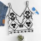 Shein Two Tone Floral Embroidery Cami Top