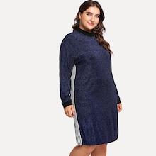 Shein Plus Mock-neck Contrast Sideseam Dress
