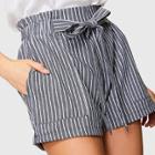 Shein Frilled Waist Knot Front Striped Shorts