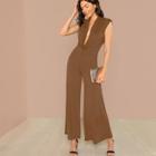 Shein Draped Plunging Neck Palazzo Leg Jumpsuit