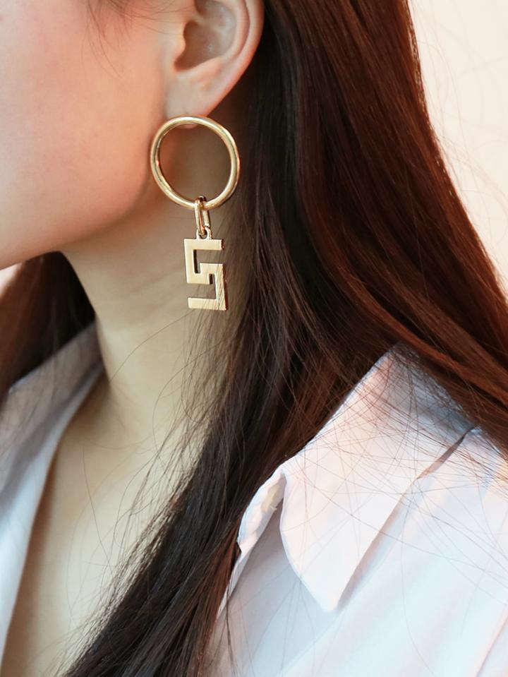 Shein Five & Ring Design Drop Earrings