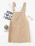 Shein Detachable Strap Gingham Pinafore Dress