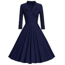 Shein 50s Pleated V Neck Flare Dress