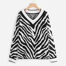 Shein Plus Two Tone V Neck Sweater