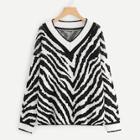 Shein Plus Two Tone V Neck Sweater