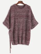 Shein Burgundy Marled Knit Half Sleeve Sweater