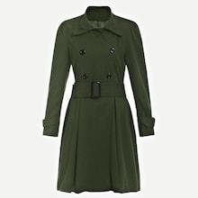 Shein Double Breasted Belted Flared Coat